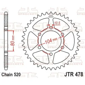 Standard Steel Motorcycle Crown JT Sprockets 520 CF Moto 650 TK / Kawasaki Ninja ZX-10 R ABS (ZX1000S) image-0