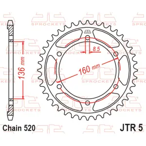 Standard Steel Motorcycle Crown JT Sprockets 520 Aprilia ETX 125 Tuareg / Husqvarna TR 650 Terra ABS image-0