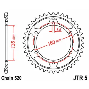 Standard Steel Motorcycle Crown JT Sprockets 520 Aprilia Tuareg 350 Wind / Husqvarna TR 650 Terra ABS image-0