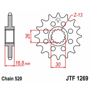 Standard Steel Motorcycle Sprocket JT Sprockets 520 Honda CBR 1000 RR Fireblade SP ABS (SC59) 16T image-0