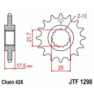 Standardní ocelový ozubený kolečko na motorku JT Sprockets 428
