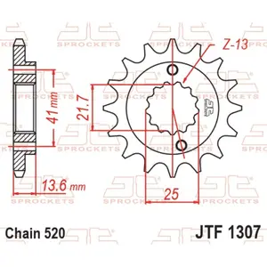 Standard Steel Motorcycle Sprocket JT Sprockets 520 Honda XR 650 R (RE01) / Kawasaki Ninja ZX-6 R (ZX600GG) image-0