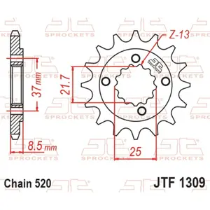 Standard Steel Motorcycle Sprocket JT Sprockets 520 Honda XR 650 L (RD06) / Polaris Outlaw 500 13T image-0