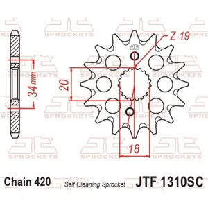 Mud-Resistant Steel Motorcycle Sprocket JT Sprockets 420 Honda CRF 150 R Std Wheels 14/17 (KE03) image-0