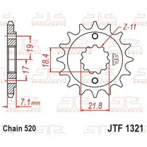 Standard Steel Motorcycle Sprocket JT Sprockets 520 Honda XR 250 L (MD22) 13T image-0