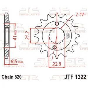 Standard Steel Motorcycle Sprocket JT Sprockets 520 Honda XR 400 R (NE03) image-0