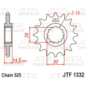 Standard Steel Motorcycle Sprocket JT Sprockets 525 Honda CB 750 Nighthawk (RC38) 15T image-0