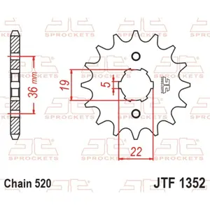 Standard Steel Motorcycle Sprocket JT Sprockets 520 Honda TRX 300 EX Sportrax 2WD (TE19) image-0