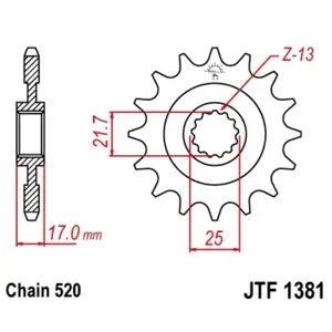 Standard Steel Motorcycle Sprocket JT Sprockets 520 Brixton Crossfire 500 15T image-0