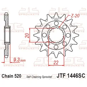 Mud-Resistant Steel Motorcycle Sprocket JT Sprockets 520 Kawasaki KX 250 F (KX250T) 14T image-0
