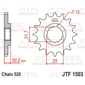 Standard Steel Motorcycle Sprocket JT Sprockets 525 Kawasaki KSF 250 Mojave 2WD (KSF250A) 12T image-0