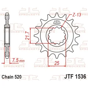 Standard Steel Motorcycle Sprocket JT Sprockets 520 Kawasaki KFX 450 R 2WD (KSF450B) 14T image-0
