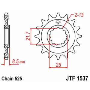 Standard Steel Motorcycle Sprocket JT Sprockets 525 Kawasaki Ninja ZX-9 R (ZX900F) 15T image-0