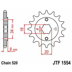 Standard Steel Motorcycle Sprocket JT Sprockets 520 Hyosung GT 250 Comet 13T image-0