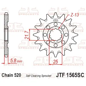 Mud-Resistant Steel Motorcycle Sprocket JT Sprockets 520 Kawasaki KX 450 F (KX450F) 13T image-0