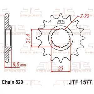 Standard Steel Motorcycle Sprocket JT Sprockets 520 Yamaha XT 600 E (DJ02) 15T image-0
