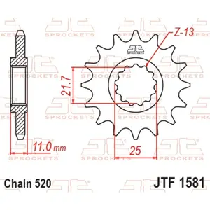 Standard Steel Motorcycle Sprocket JT Sprockets 520 Yamaha FZ6 600 N (RJ07) 15T image-0