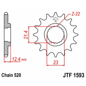 Standard Steel Motorcycle Sprocket JT Sprockets 520 Yamaha YFM 250 Raptor 2WD 14T image-0