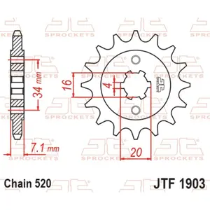 Standard Steel Motorcycle Sprocket JT Sprockets 520 Husqvarna Svartpilen 125 / KTM 125 Duke ABS 14T image-0