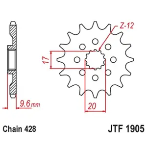 Standard Steel Motorcycle Sprocket JT Sprockets 428 Beta Evo 80 2T Senior / Husqvarna TC 85 Big Wheels 19/16 13T image-0