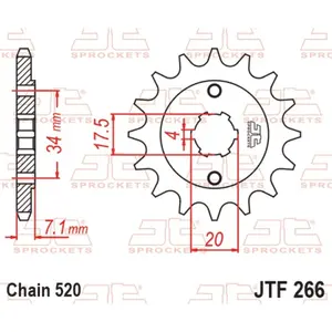 Standard Steel Motorcycle Sprocket JT Sprockets 520 Honda XR 250 R (ME06) 14T image-0
