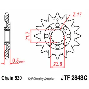 Mud-Resistant Steel Motorcycle Sprocket JT Sprockets 520 HM Motard 450 / Honda CRF 450 X (PE06) 14T image-0