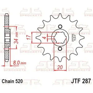Standard Steel Motorcycle Sprocket JT Sprockets 520 Honda CB 250 Two Fifty (MC26) 13T image-0