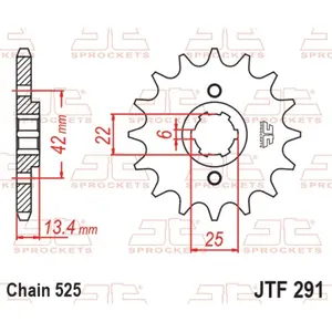 Standard Steel Motorcycle Sprocket JT Sprockets 525 Honda Rebel 450 (PC18) 16T image-0