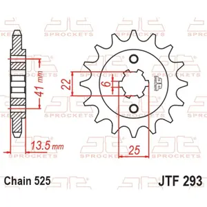 Standard Steel Motorcycle Sprocket JT Sprockets 525 Honda XL 600 V Transalp (PD06) / Husqvarna WR 250 15T image-0