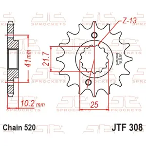 Standard Steel Motorcycle Sprocket JT Sprockets 520 Derbi Mulhacen 660 / Honda NX 650 Dominator (RD02) / Aprilia Pegaso 650 Strada 14T image-0
