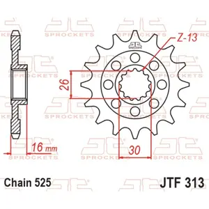 Standard Steel Motorcycle Sprocket JT Sprockets 525 Honda VFR 750 R (RC30) 16T image-0