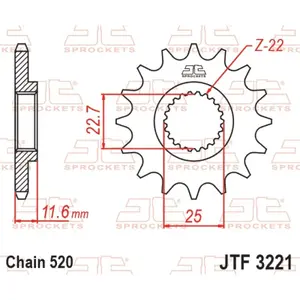 Standard Steel Motorcycle Sprocket JT Sprockets 520 Polaris 300 2X4 13T image-0