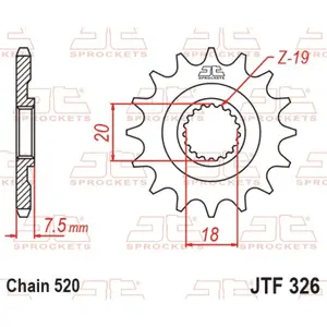 Standard Steel Motorcycle Sprocket JT Sprockets 520 Honda CR 125 R (JE01) / HM Cre 125 12T image-0