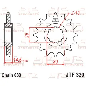 Standard Steel Motorcycle Sprocket JT Sprockets 630 Honda CB 750 K Four (RC01) 15T image-0