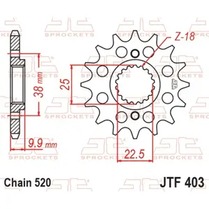 Standard Steel Motorcycle Sprocket JT Sprockets 520 Husqvarna SMR 449 (A600AB) / BMW G 450 X (0145) 15T image-0