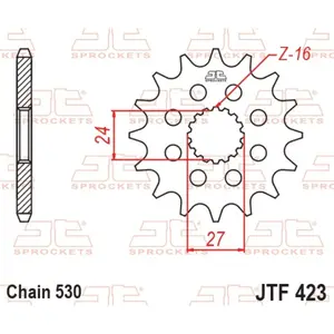Standard Steel Motorcycle Sprocket JT Sprockets 530 Kawasaki KX 125 (KX125K) / Suzuki GSX 1300 B-King 16T image-0