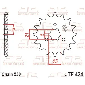 Standard Steel Motorcycle Sprocket JT Sprockets 530 Suzuki GT 750 / Kawasaki Z 250 (KZ250D) 15T image-0