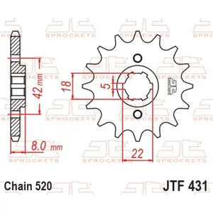 Standard Steel Motorcycle Sprocket JT Sprockets 520 Suzuki RM 400 14T image-0