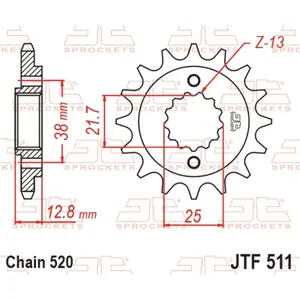 Standard Steel Motorcycle Sprocket JT Sprockets 520 Kawasaki KLX 650 (KLX650C) 14T image-0