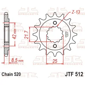 Standard Steel Motorcycle Sprocket JT Sprockets 520 Yamaha YZF 600 R Thundercat / Kawasaki ZR 550 Zephyr (ZR550B) 16T image-0