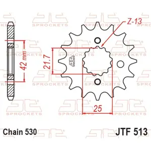 Standard Steel Motorcycle Sprocket JT Sprockets 530 Kawasaki GPX 500 R (ZX500B) / Cagiva V-Raptor 1000 16T image-0