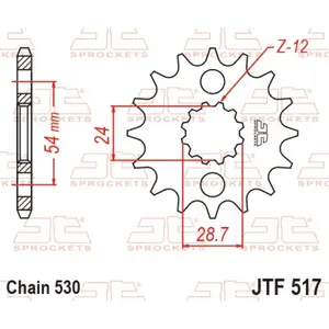 Standard Steel Motorcycle Sprocket JT Sprockets 530 Keeway Matrix 50 Racing Sport / Kawasaki Ninja ZX-12 R (ZX1200A) 17T image-0