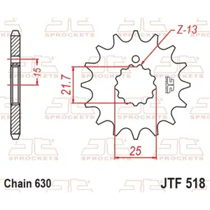 Standard Steel Motorcycle Sprocket JT Sprockets 630 Suzuki GS 750 B / Kawasaki Z 750 (KZ750E) 13T image-0