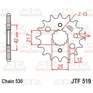 Standard Steel Motorcycle Sprocket JT Sprockets 525 Kawasaki Ninja ZX-9 R (ZX900D) 17T image-0