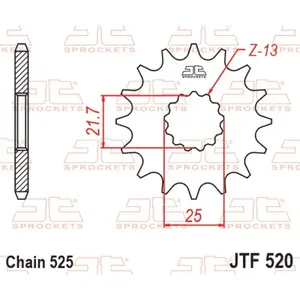 Standard Steel Motorcycle Sprocket JT Sprockets 525 Cagiva 1000 Navigator / Kawasaki ZR-7 (ZR750F) 16T image-0