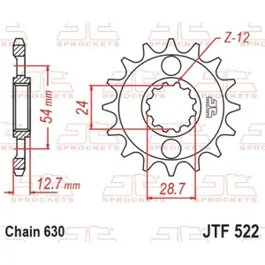 Standard Steel Motorcycle Sprocket JT Sprockets 630 Kawasaki Z 1000 LTD (KZ1000K) 15T image-0