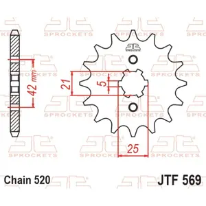 Standard Steel Motorcycle Sprocket JT Sprockets 520 Yamaha YZ 490 / Kawasaki KX 500 (KX500D) 15T image-0