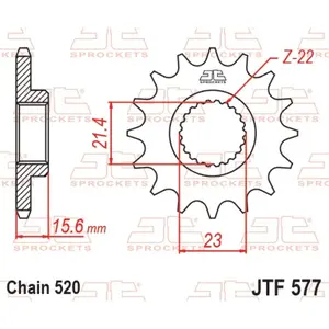 Standard Steel Motorcycle Sprocket JT Sprockets 520 MZ 660 Baghira / Yamaha TT 600 R (DJ01) 14T image-0