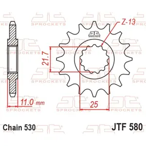 Standard Steel Motorcycle Sprocket JT Sprockets 520 Yamaha FZ6 600 Fazer S ABS (RJ14) 17T image-0