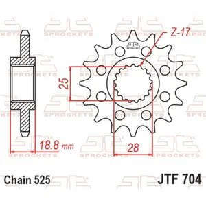 Standard Steel Motorcycle Sprocket JT Sprockets 525 Aprilia ETV 1000 Caponord ABS / Voge 900 DSX 16T image-0